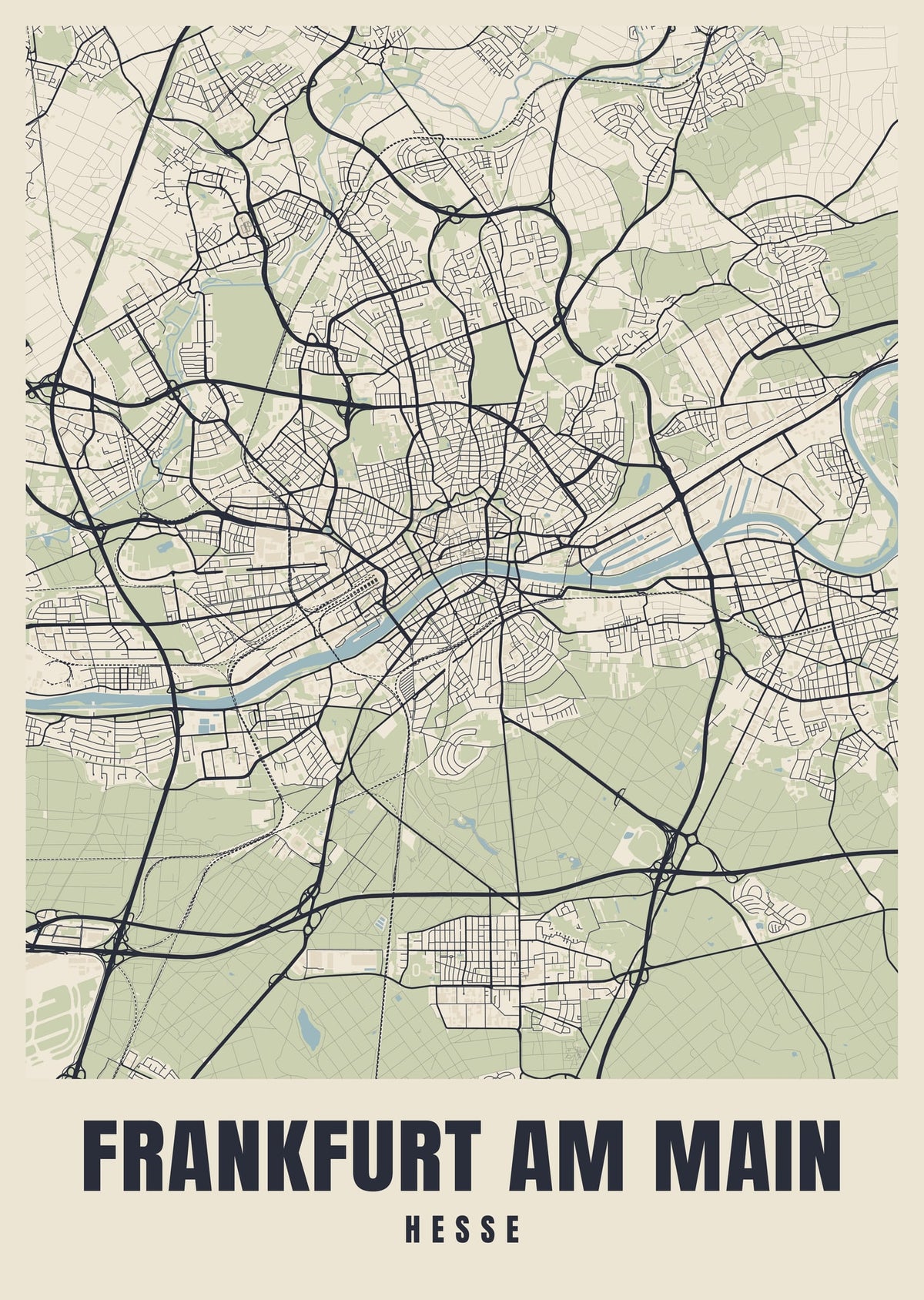 Street map poster of Frankfurt am Main, Hesse