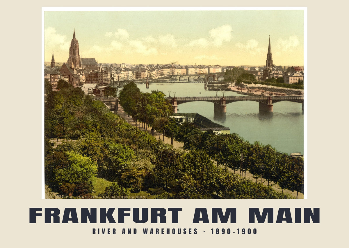 River and Warehouses, Frankfurt am Main, 1890–1900 heritage photograph