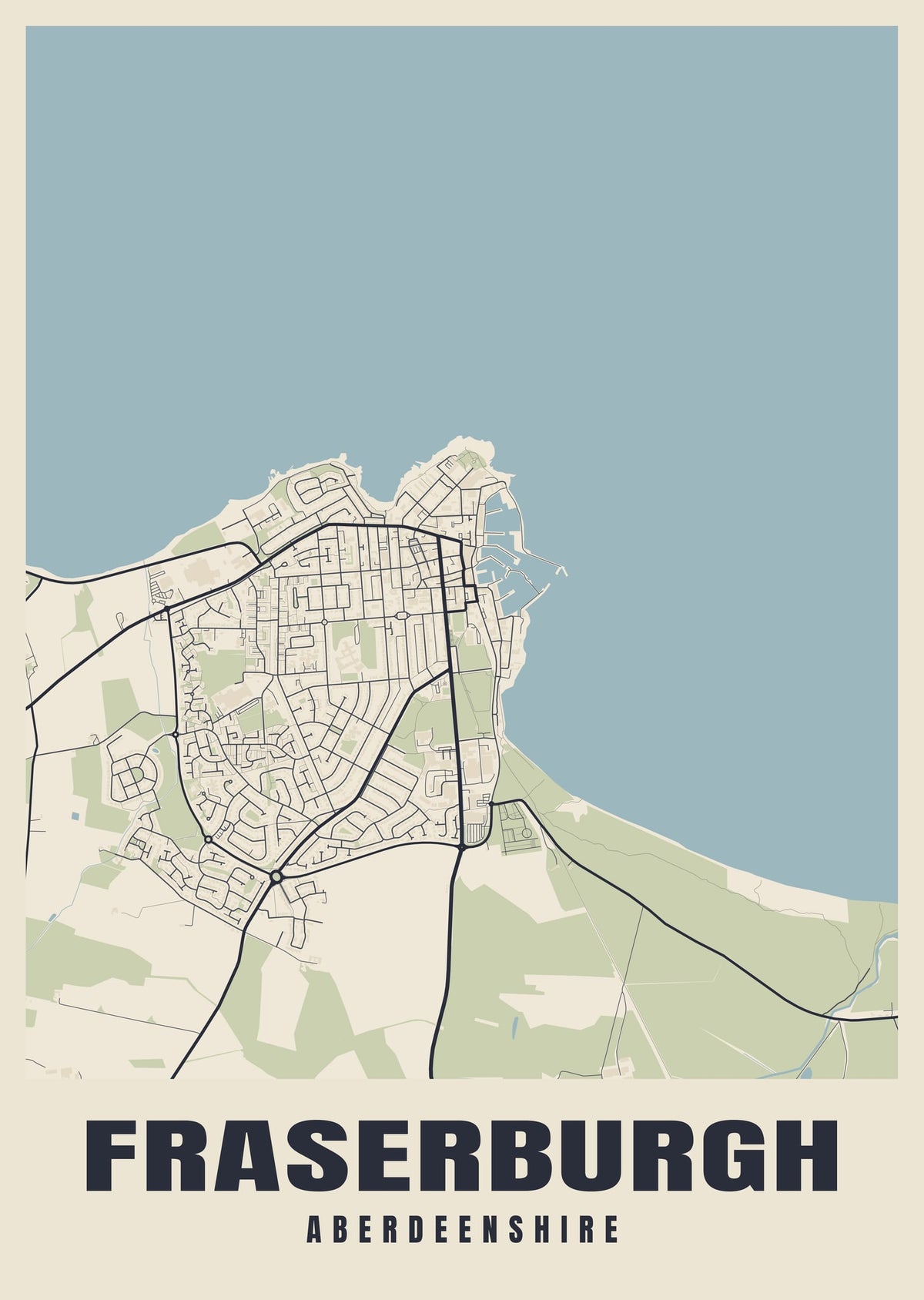 Street map poster of Fraserburgh, Aberdeenshire