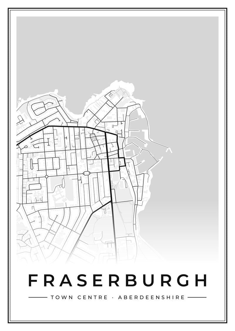 Fraserburgh Town Centre Street Map Poster