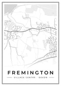 Street map poster of Fremington village centre, Devon