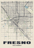 Street map poster of Fresno, California