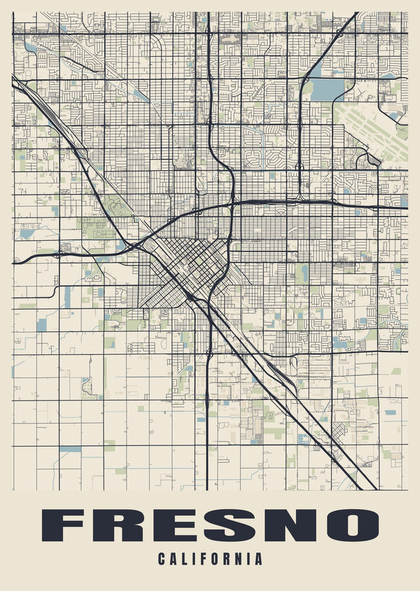 Fresno Street Map Poster