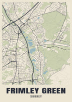 Street map poster of Frimley Green, Surrey