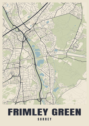Frimley Green Street Map Poster