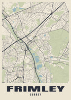 Street map poster of Frimley, Surrey