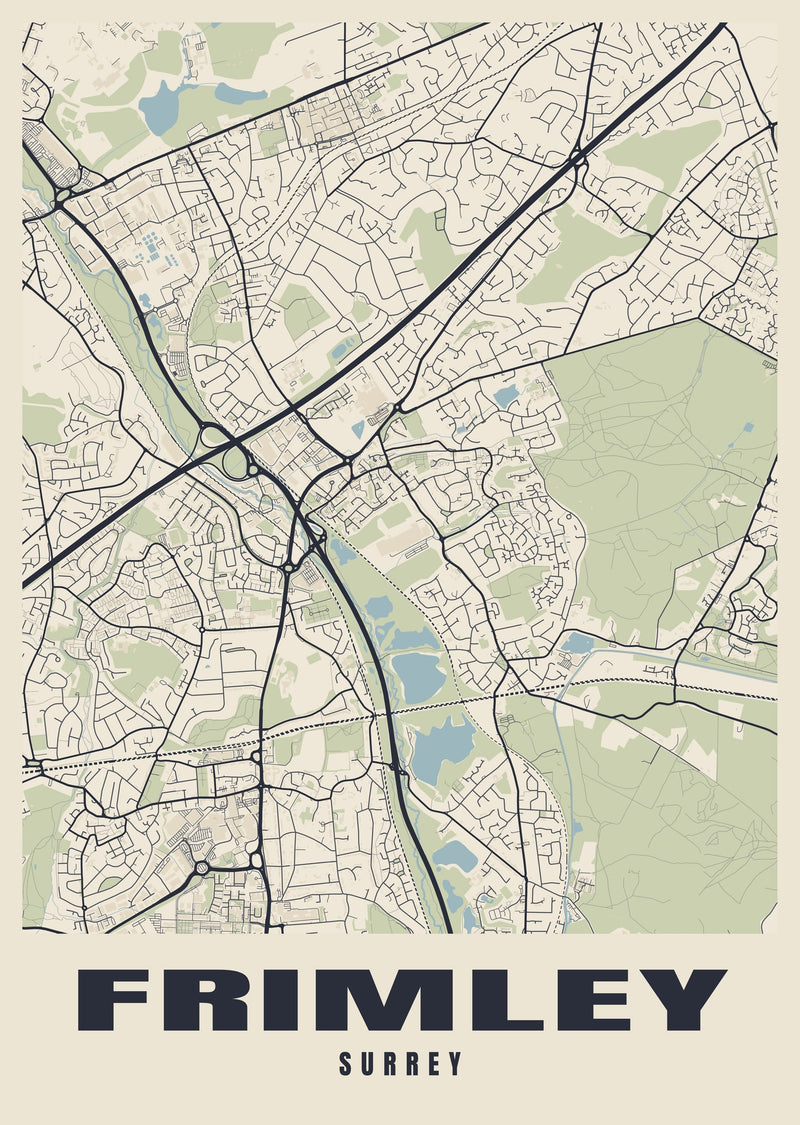 Frimley Street Map Poster