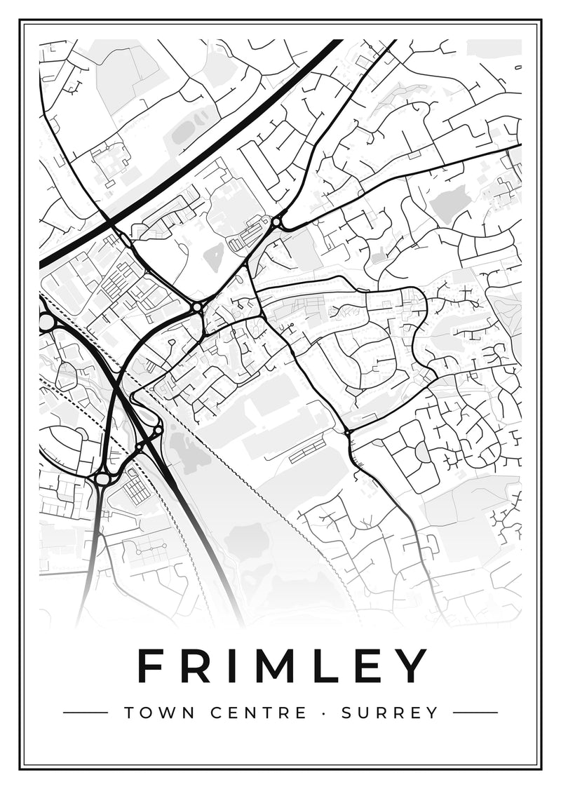 Frimley Town Centre Street Map Poster
