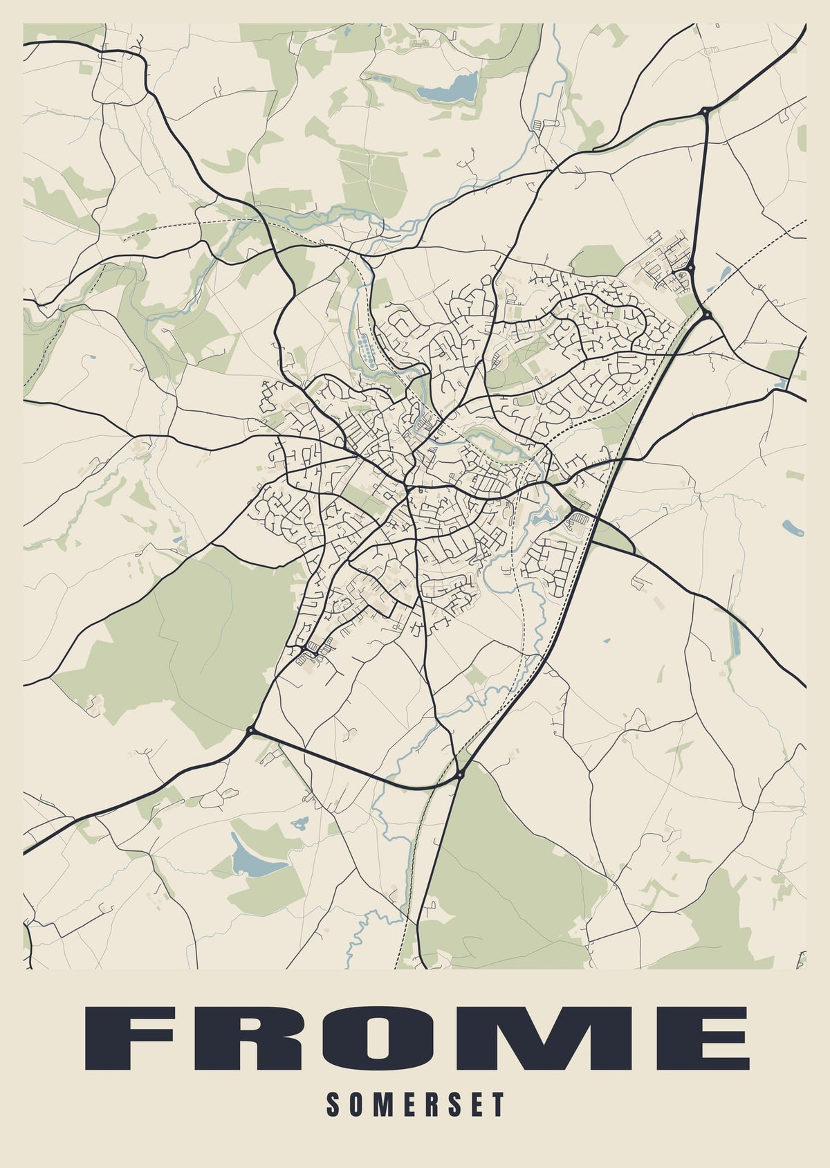 Street map poster of Frome, Somerset