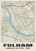 Heritage street map poster of Fulham, Hammersmith and Fulham, London