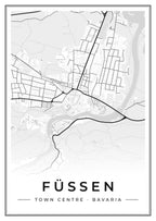 Street map poster of Füssen town centre, Bavaria