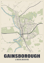 Street map poster of Gainsborough, Lincolnshire