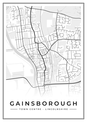 Gainsborough Town Centre Street Map Poster
