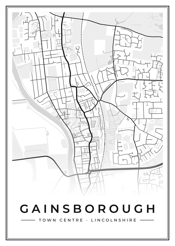 Gainsborough Town Centre Street Map Poster