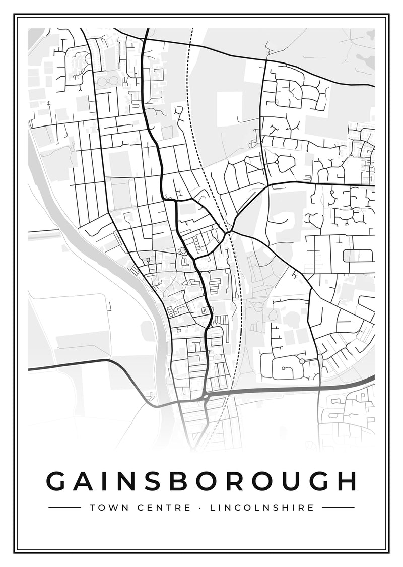 Gainsborough Town Centre Street Map Poster