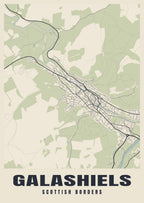 Street map poster of Galashiels, Scottish Borders