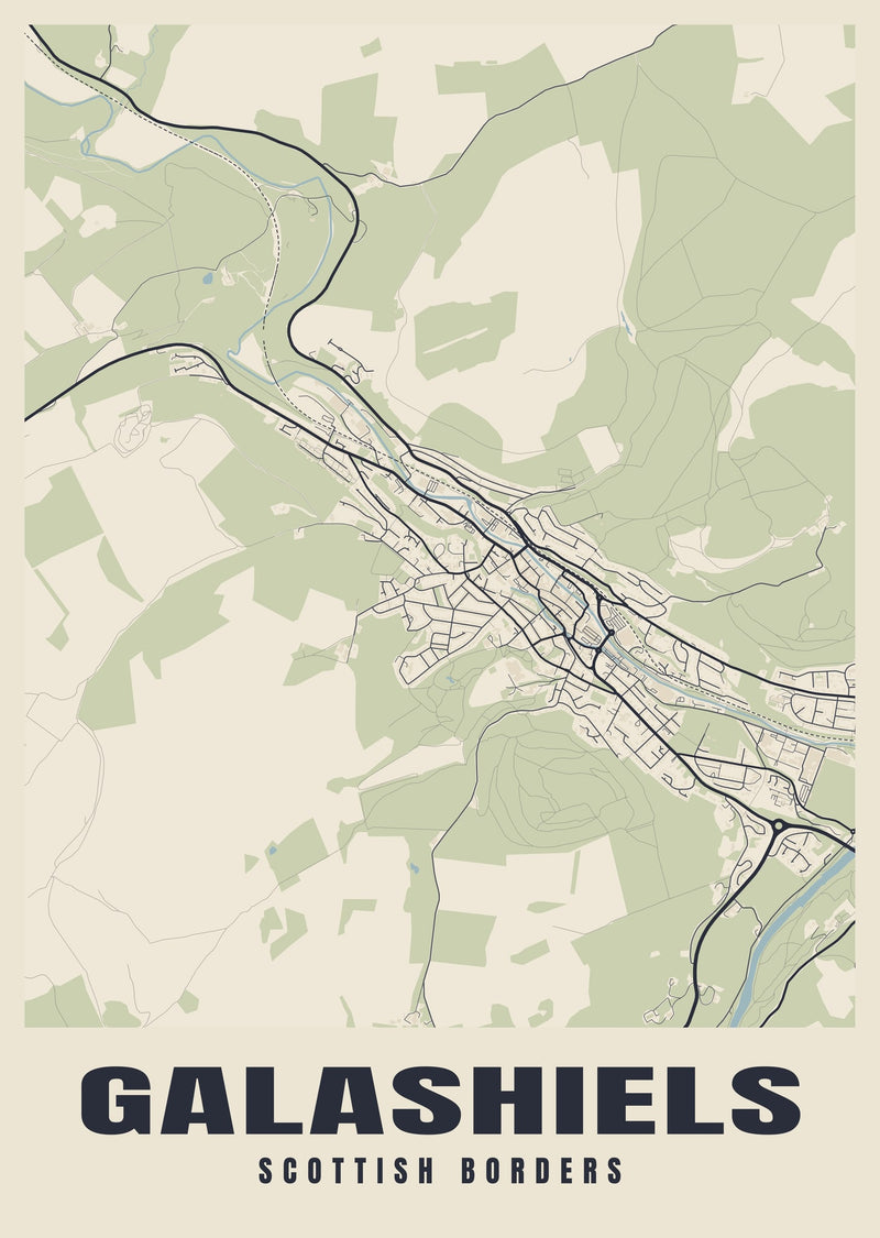 Galashiels Street Map Poster
