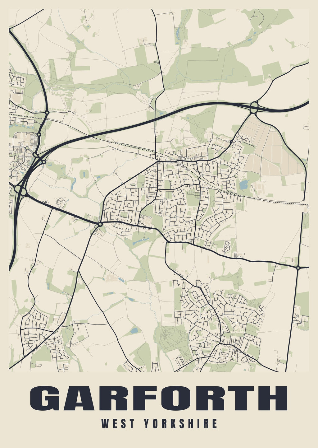 Street map poster of Garforth, West Yorkshire