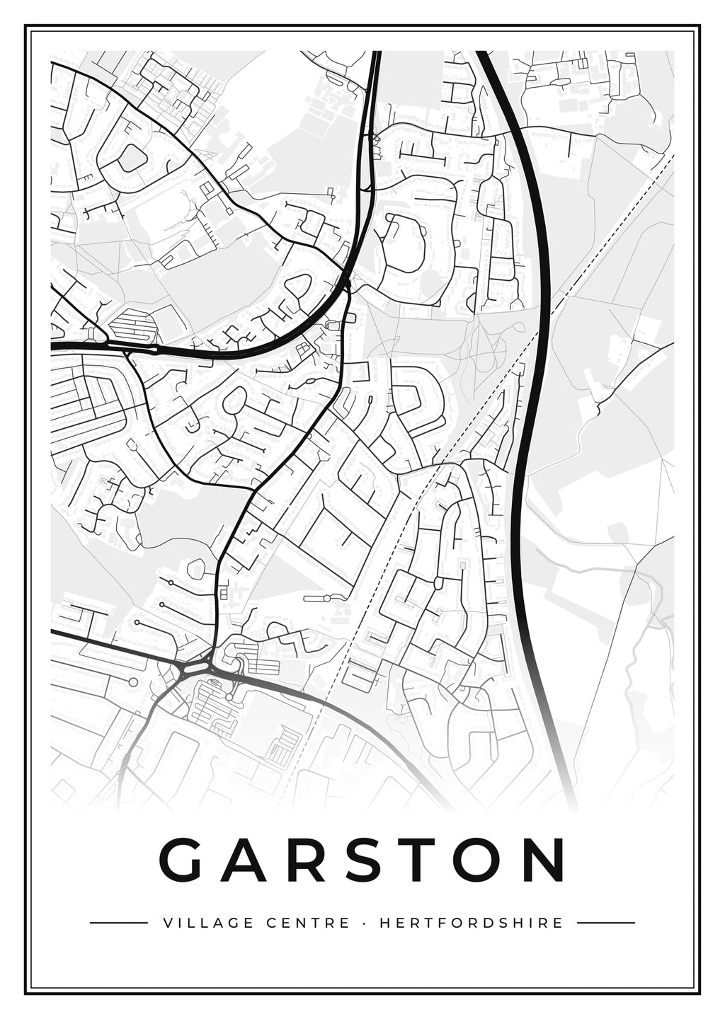 Street map poster of Garston village centre, Hertfordshire