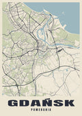 Street map poster of Gdańsk, Pomerania