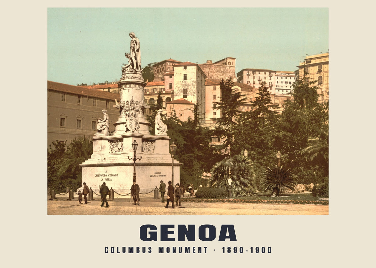Columbus Monument, Genoa, 1890–1900 heritage photograph