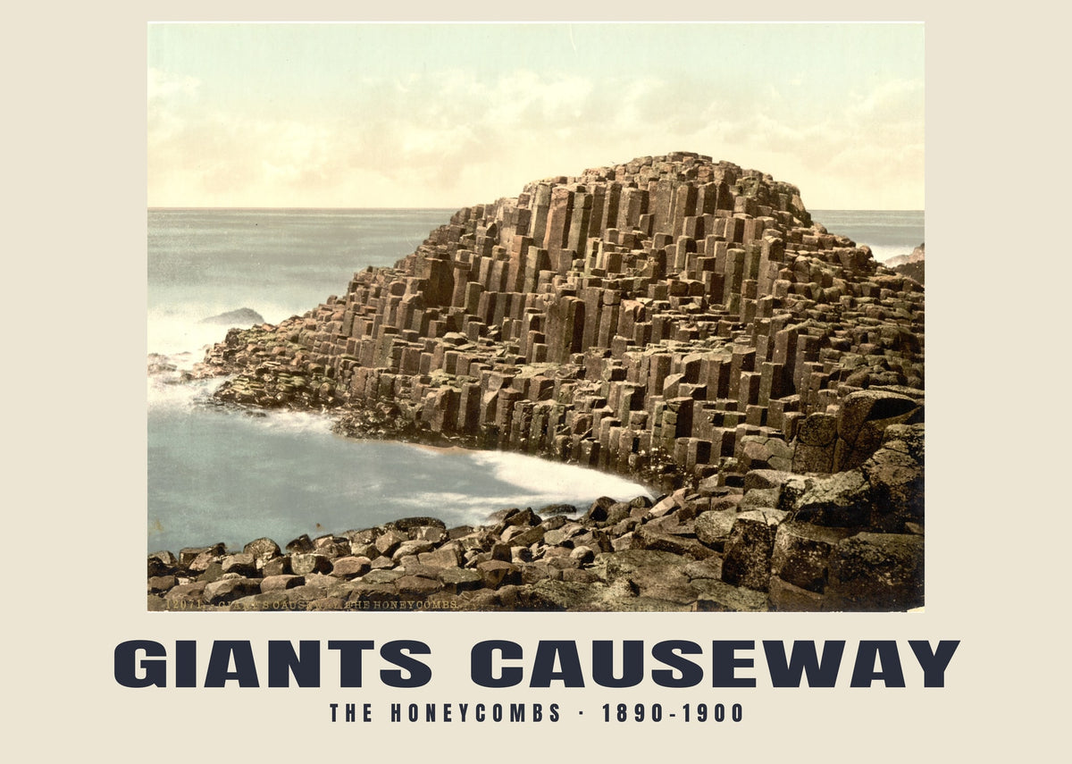The Honeycombs, Giants Causeway — Vintage photochrom print, 1890–1900