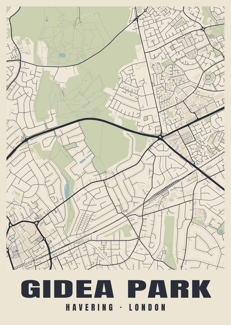 Gidea Park Heritage Street Map Poster