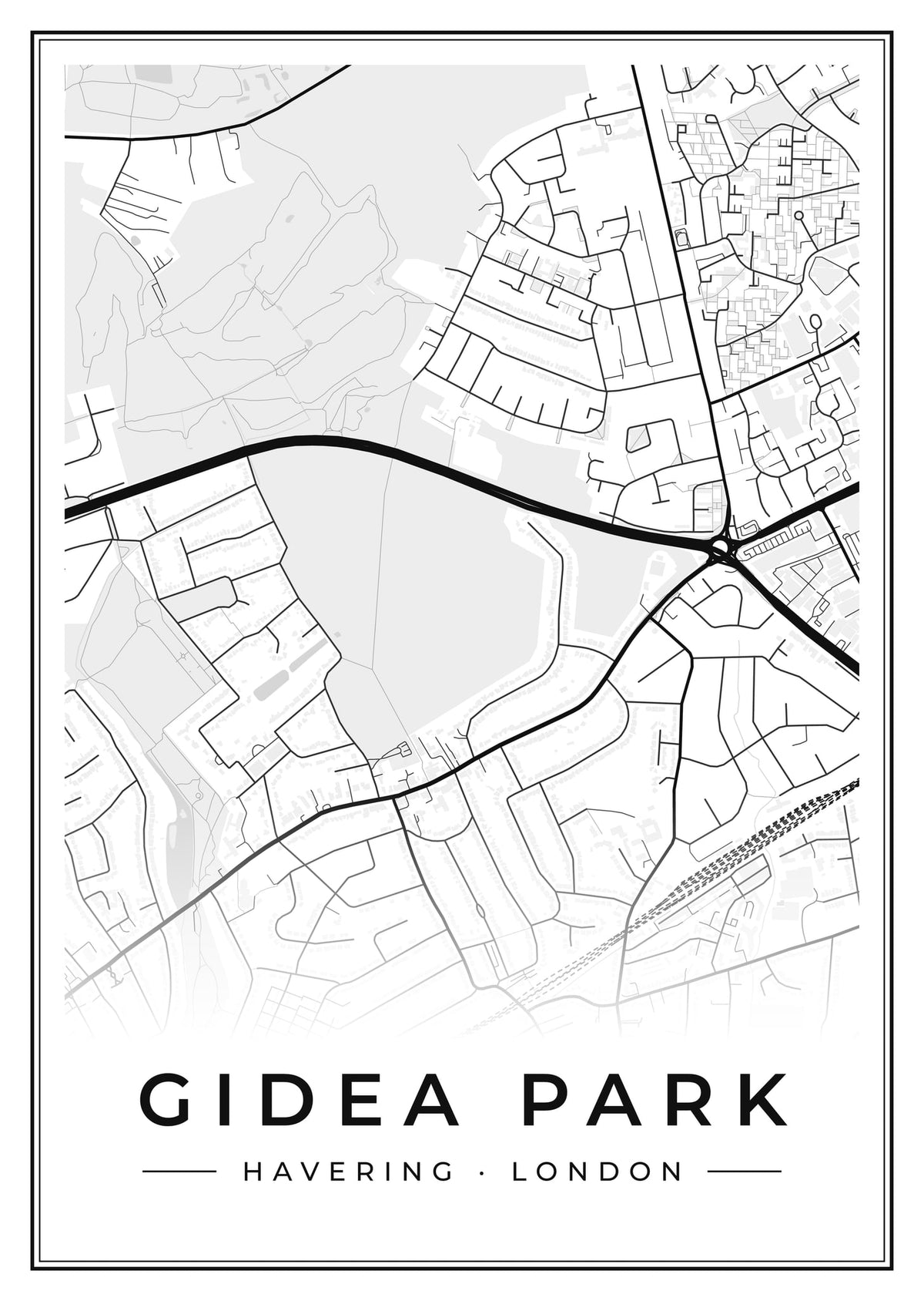 Street map poster of Gidea Park, Havering, London