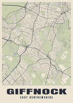 Street map poster of Giffnock, East Renfrewshire