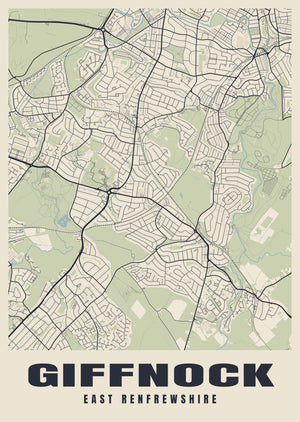 Giffnock Street Map Poster