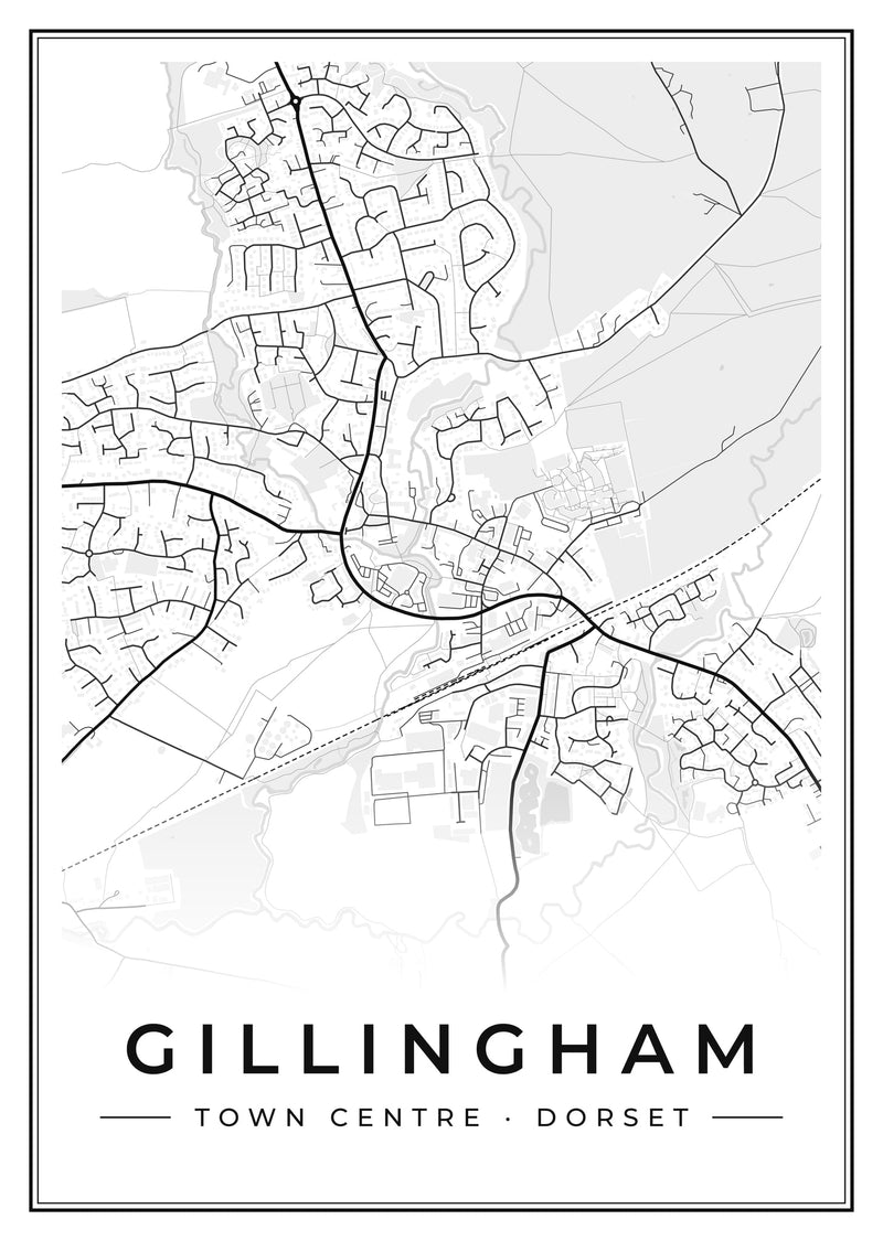 Gillingham Town Centre Street Map Poster