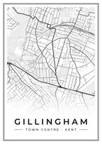 Street map poster of Gillingham town centre, Kent