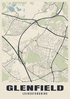 Street map poster of Glenfield, Leicestershire