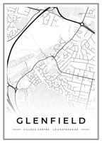 Street map poster of Glenfield village centre, Leicestershire
