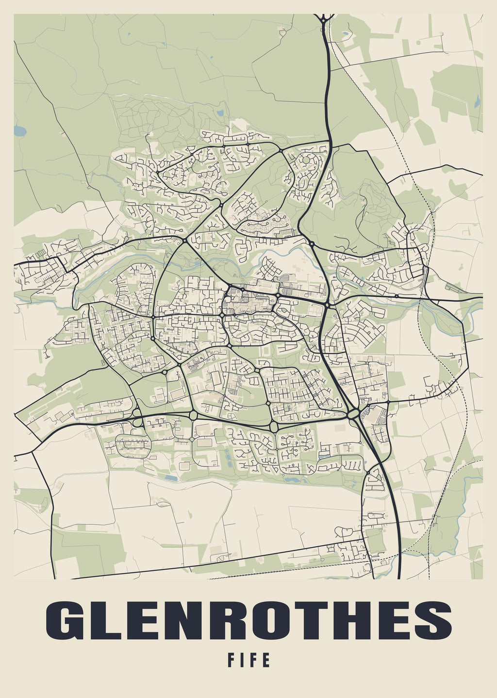 Street map poster of Glenrothes, Fife