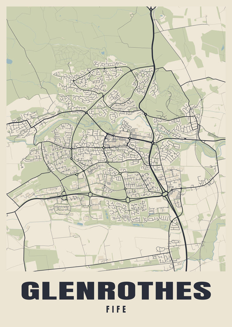 Glenrothes Street Map Poster