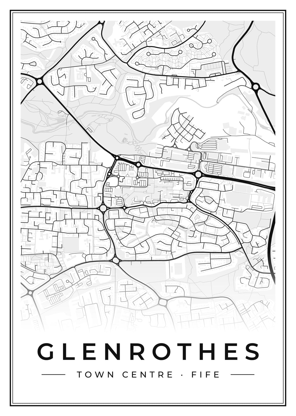 Street map poster of Glenrothes town centre, Fife