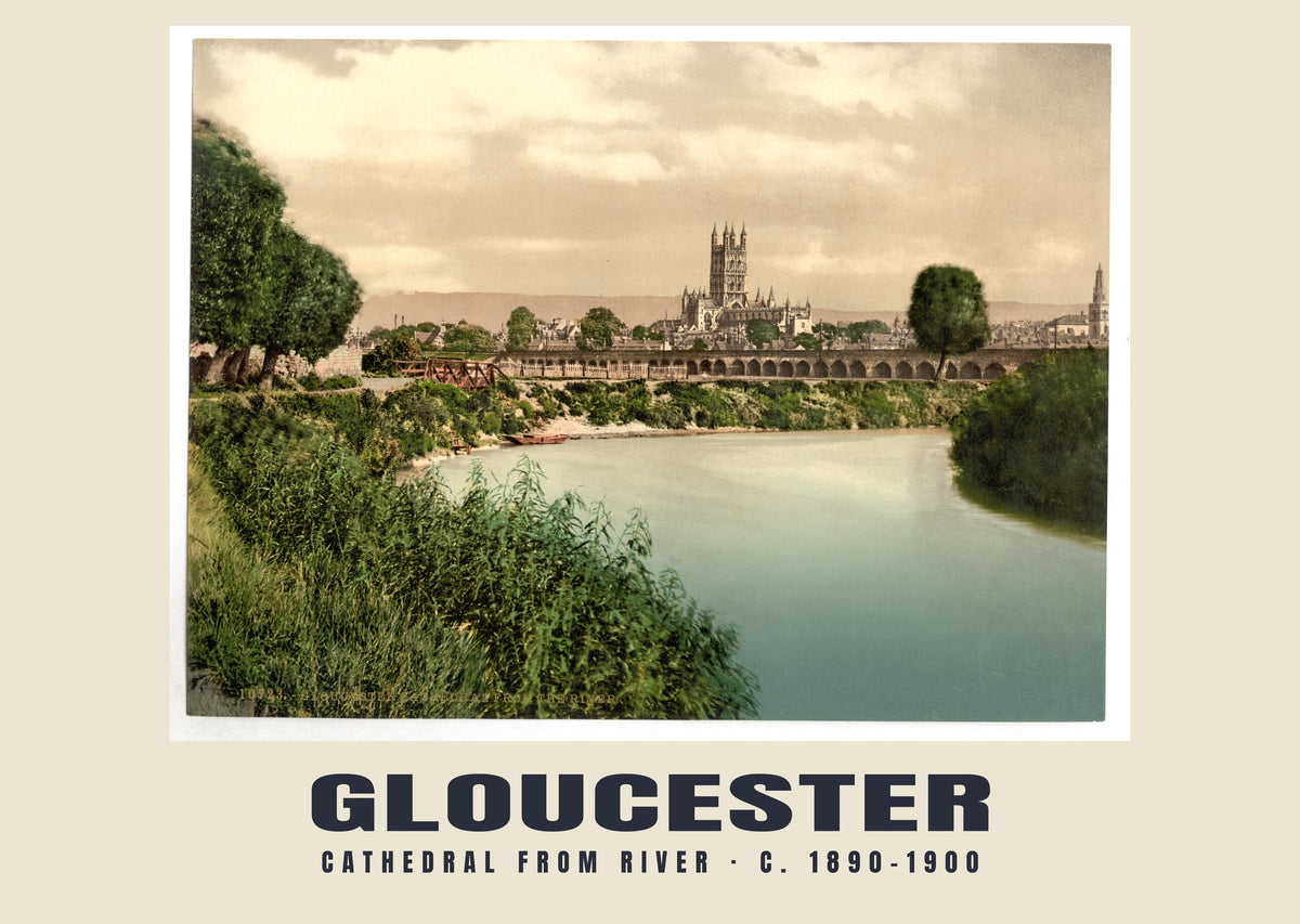 Cathedral from river, Gloucester, c. 1890–1900 heritage photograph