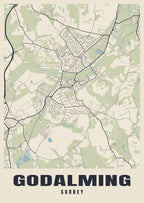 Street map poster of Godalming, Surrey
