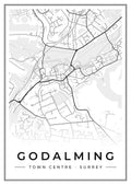 Street map poster of Godalming town centre, Surrey
