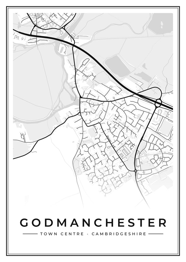 Godmanchester Town Centre Street Map Poster