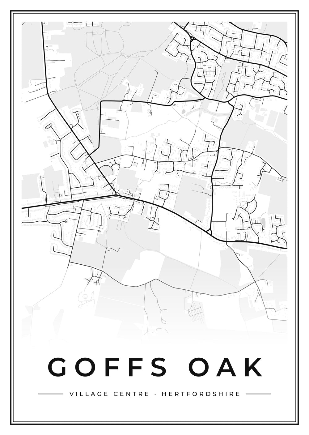 Goffs Oak Village Centre Street Map Poster