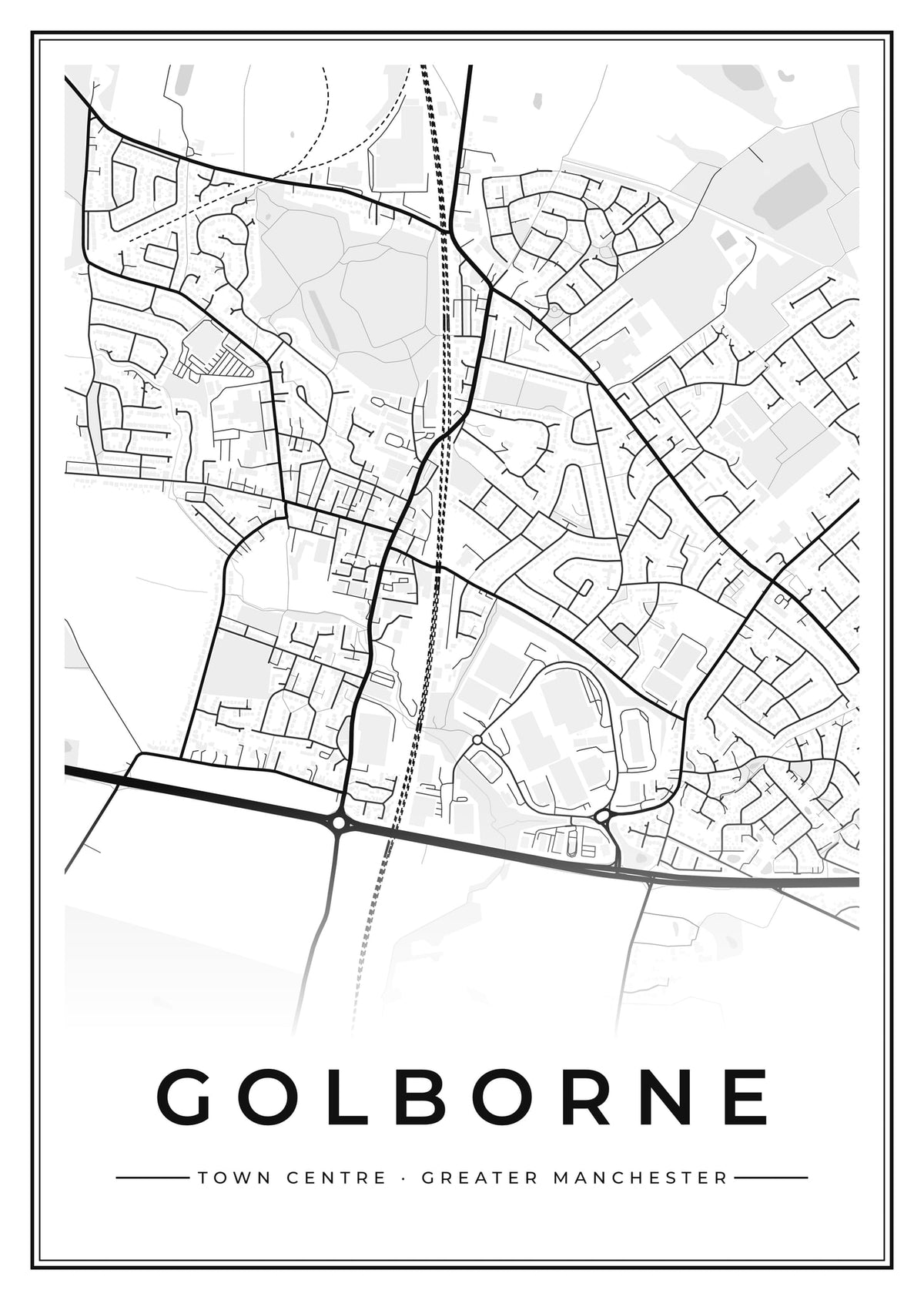 Street map poster of Golborne town centre, Greater Manchester