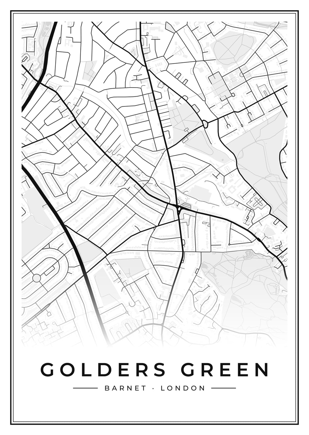 Street map poster of Golders Green, Barnet, London