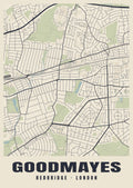 Heritage street map poster of Goodmayes, Redbridge, London