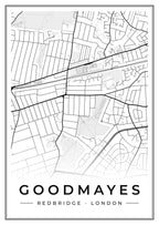 Street map poster of Goodmayes, Redbridge, London