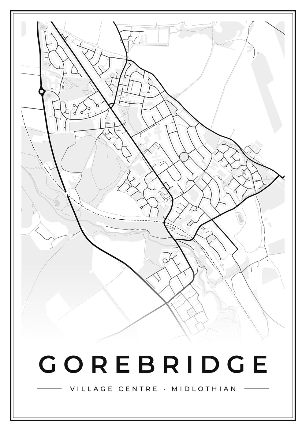 Gorebridge Village Centre Street Map Poster