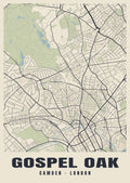 Heritage street map poster of Gospel Oak, Camden, London
