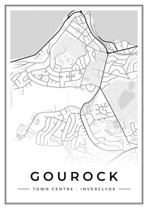 Gourock Town Centre Street Map Poster