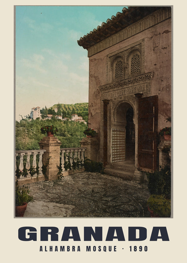 Alhambra Mosque, Granada — 1890 · Vintage photochrom print